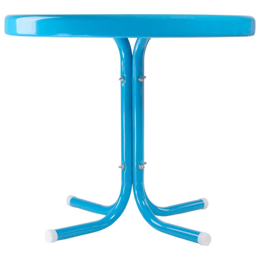 22" Outdoor Retro Tulip Side Table  Turquoise Blue