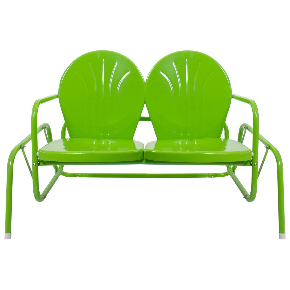 48.25" Outdoor Retro Metal Tulip Double Glider Patio Chair  Lime Green