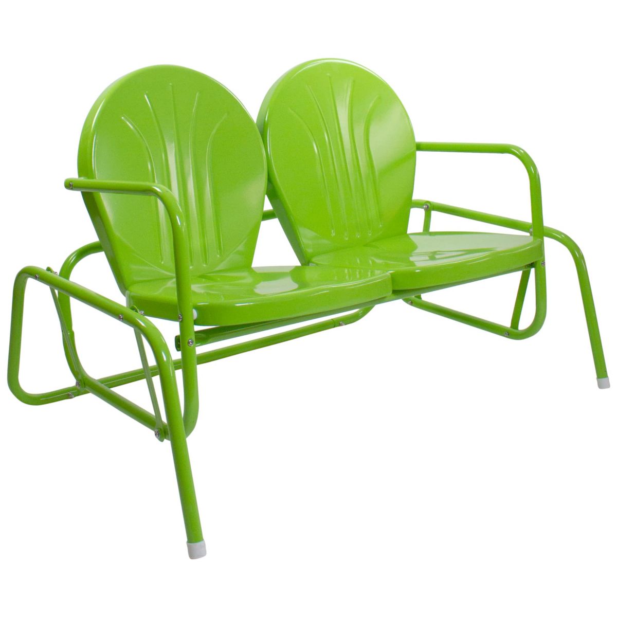 48.25" Outdoor Retro Metal Tulip Double Glider Patio Chair  Lime Green