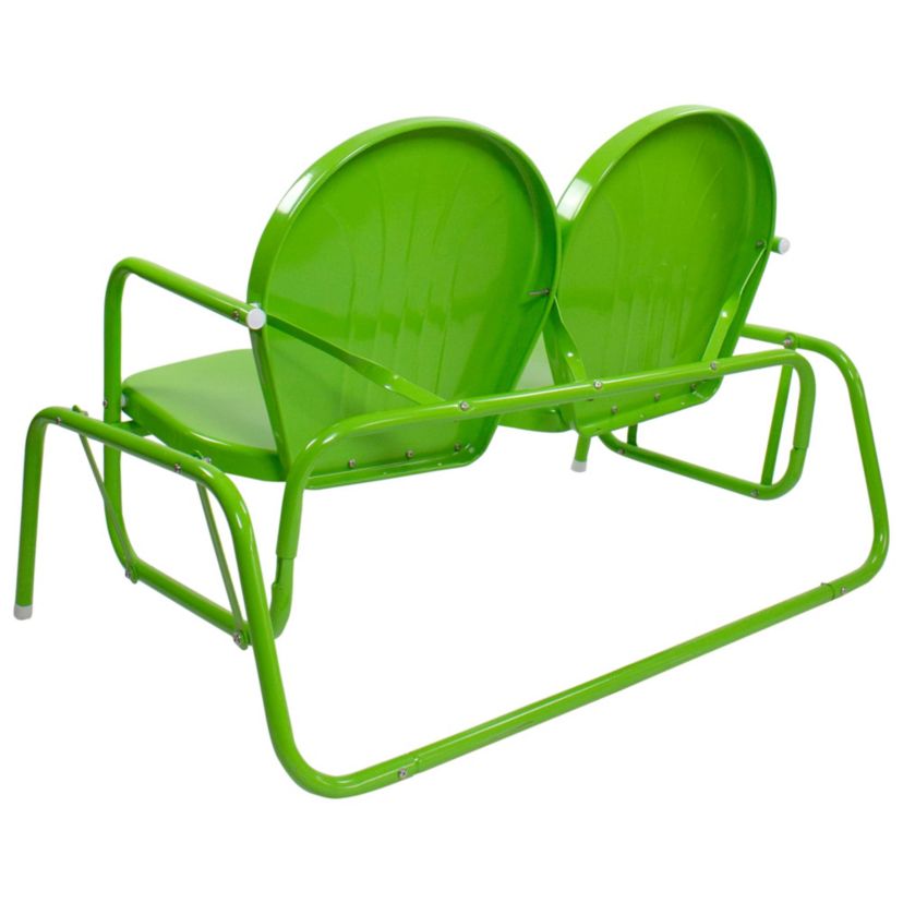48.25" Outdoor Retro Metal Tulip Double Glider Patio Chair  Lime Green