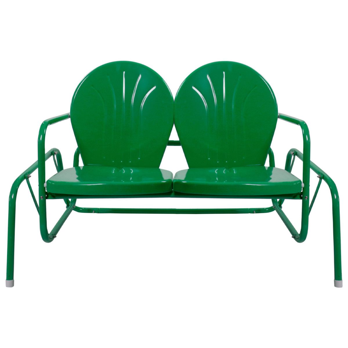 2-Person Outdoor Retro Metal Tulip Double Glider Patio Chair  Green