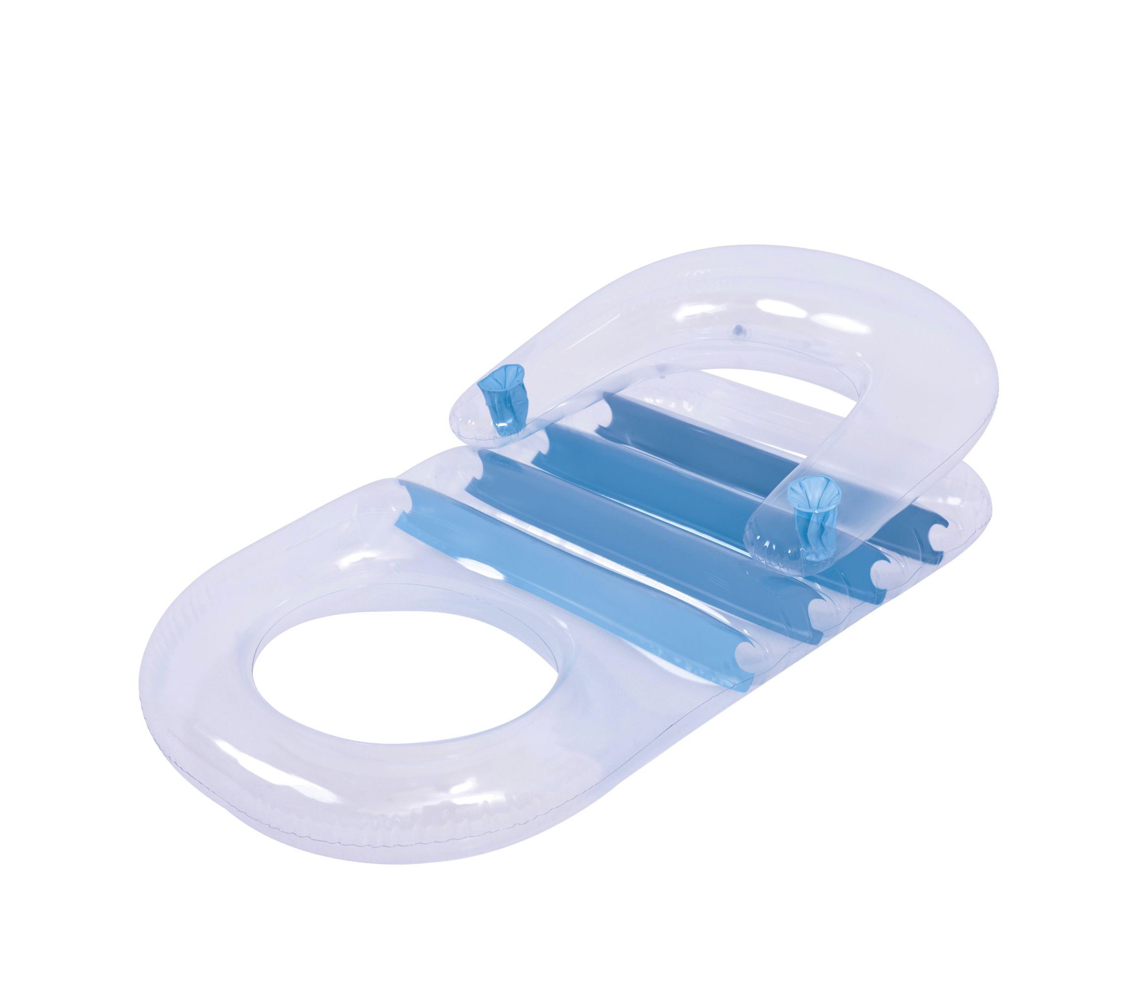 59" Blue Transparent Inflatable Pool Lounger with Cup Holders
