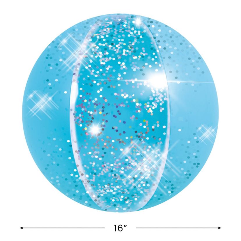 Glitter Inflatable Beach Ball - 16" - Blue