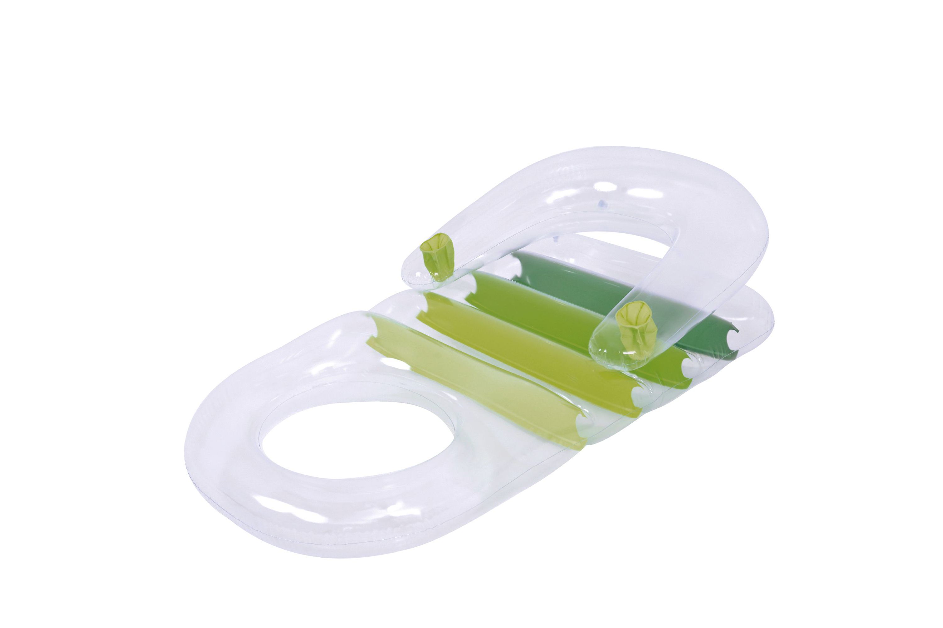 59" Green Transparent Inflatable Pool Lounger with Cup Holders