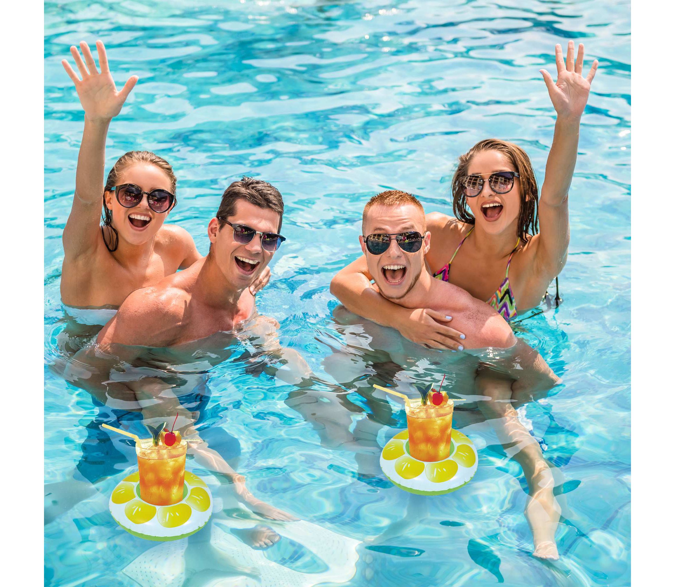 9" Inflatable Lemon Slice Swimming Pool Beverage Drink Holder