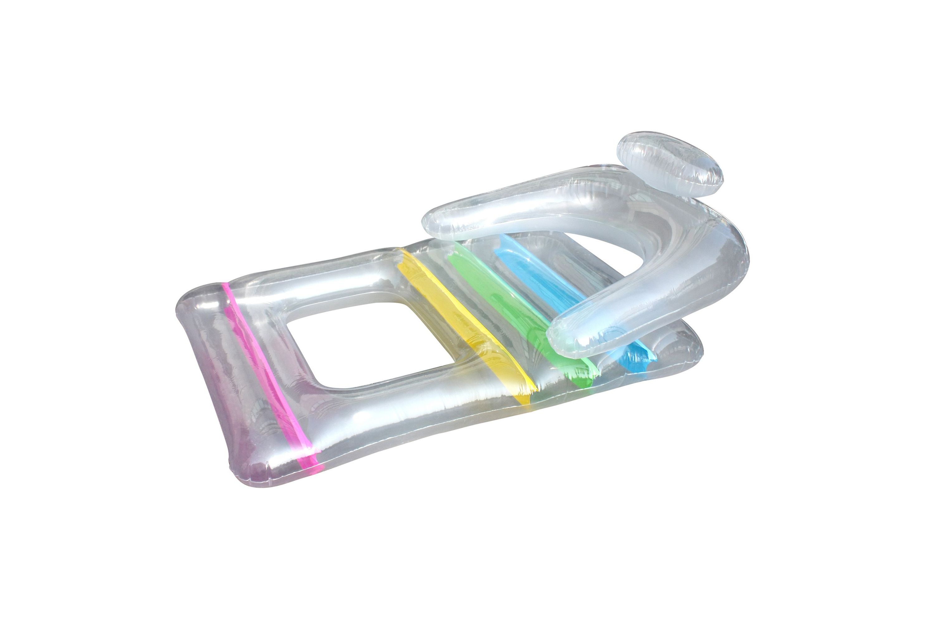 62" Clear Inflatable Swimming Pool Float Lounger with Backrest