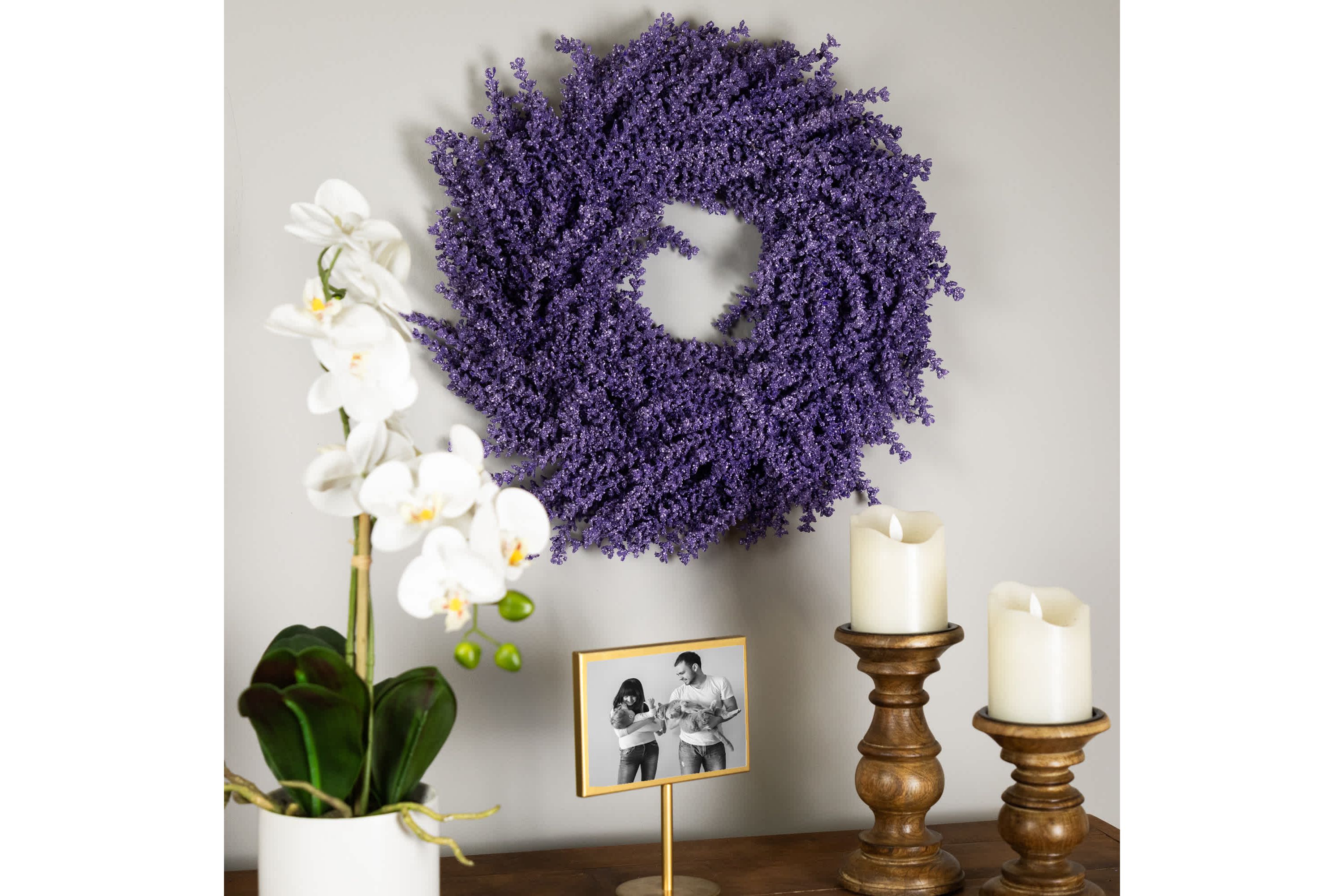 Lavender Artificial Spring Floral Wreath - 18" - Purple - Unlit