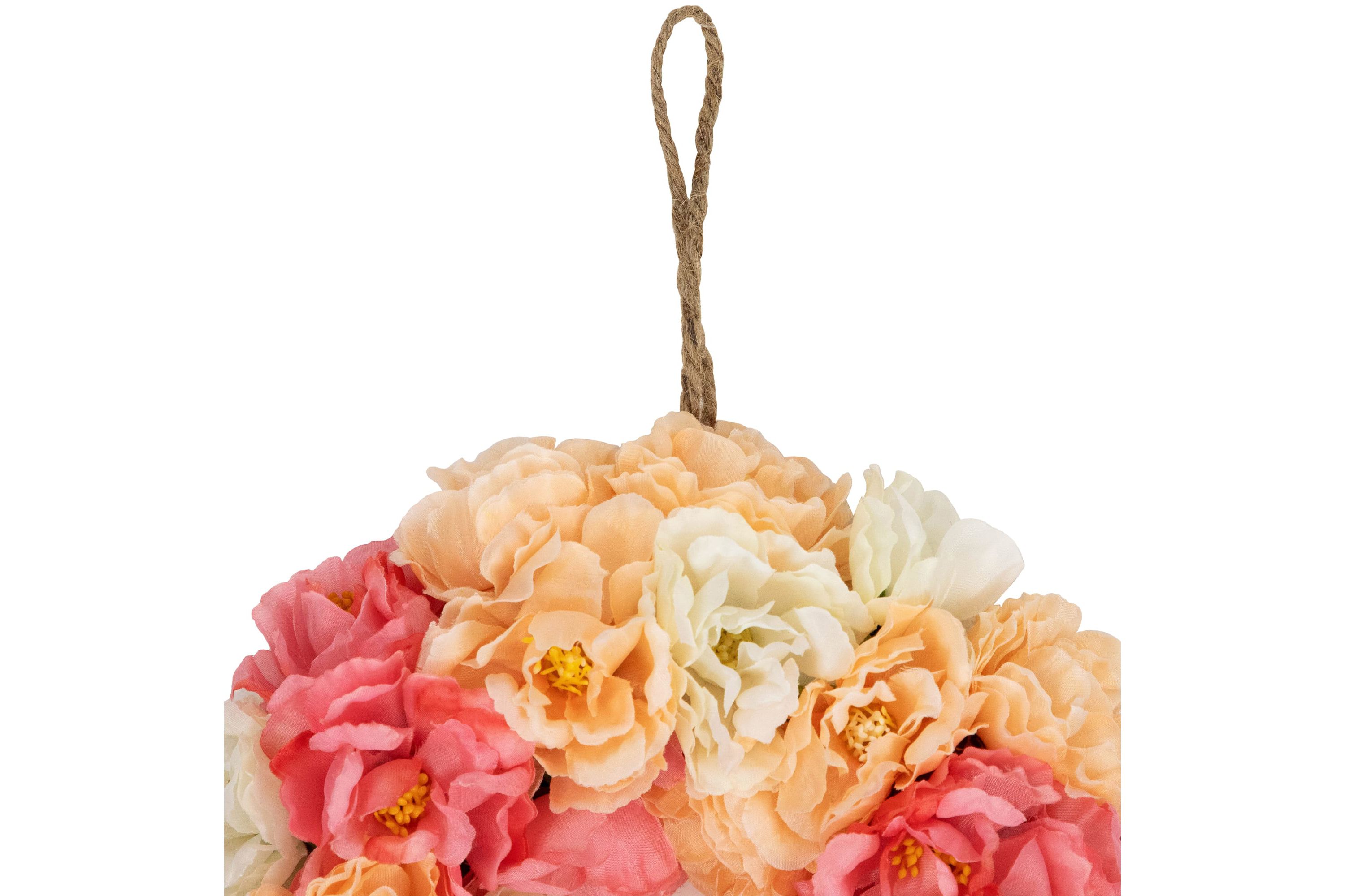 Artificial Peony Spring Floral Wreath - 8" - Pink and White