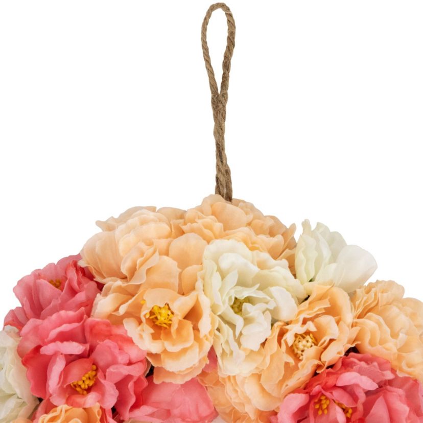 Artificial Peony Spring Floral Wreath - 8" - Pink and White