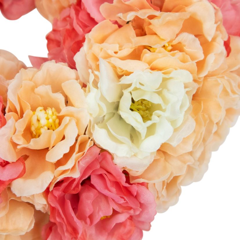 Artificial Peony Spring Floral Wreath - 8" - Pink and White