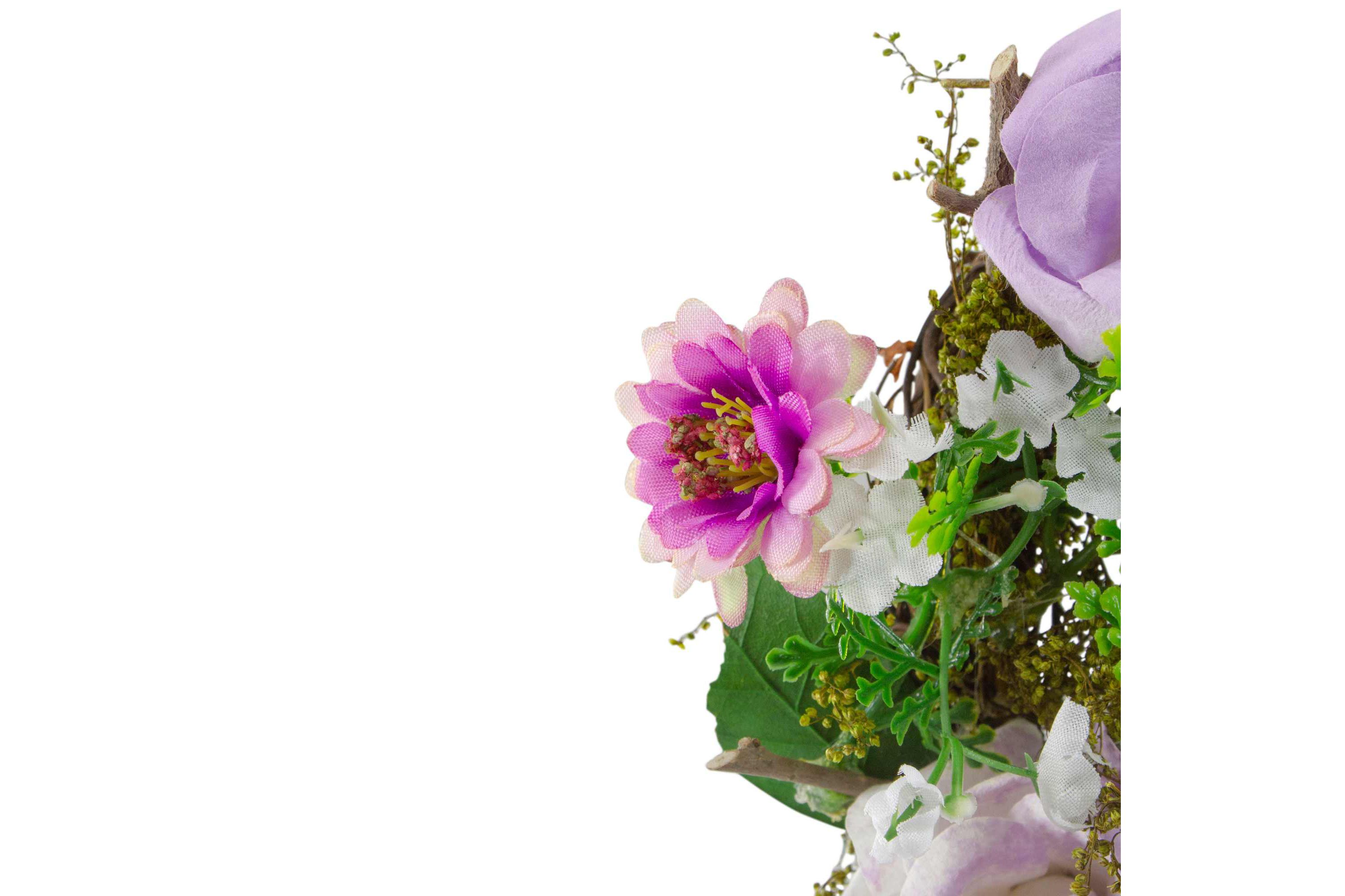 Mini Rose and Foliage Spring Wreath  Pink and Purple 8"