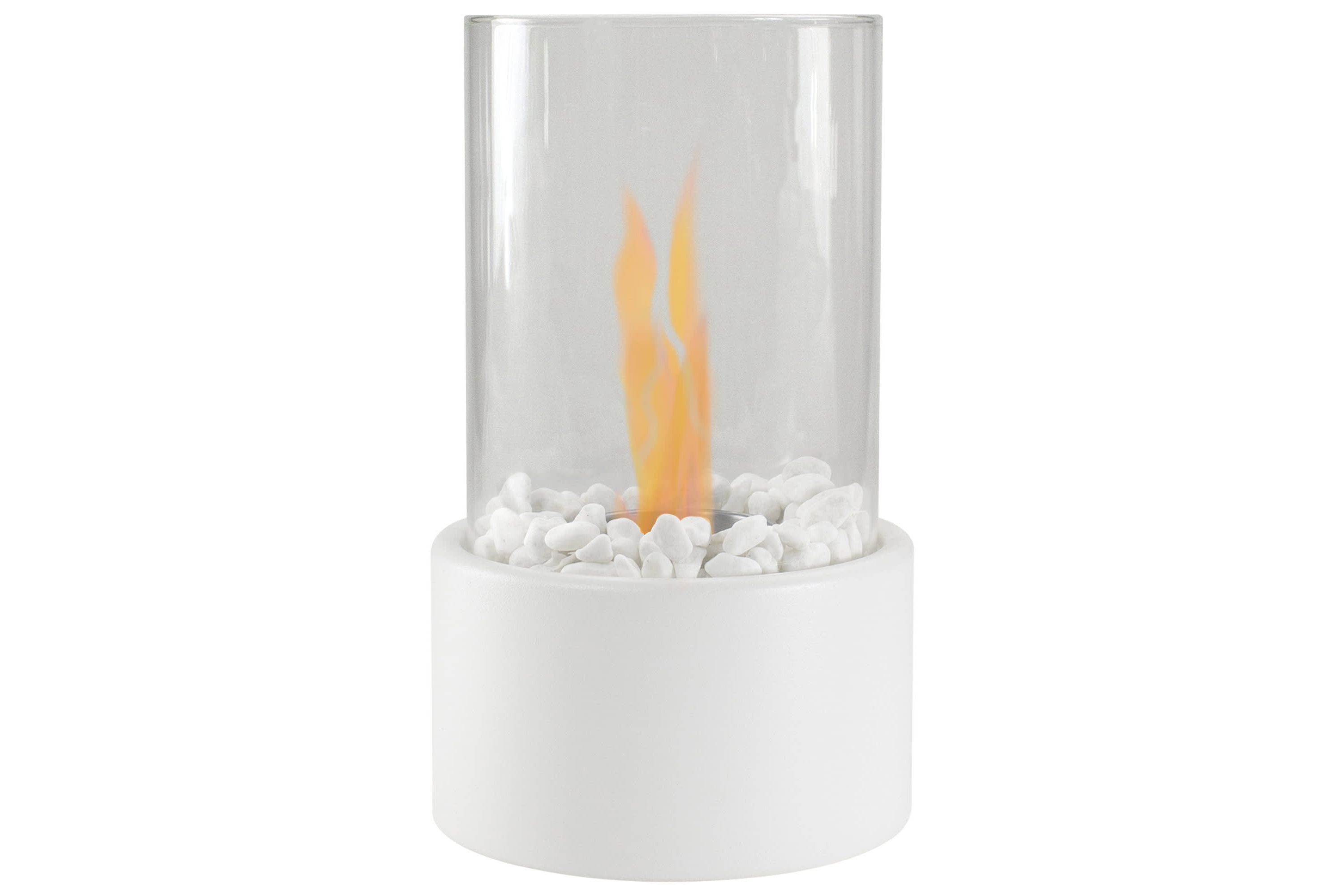10.5" Bio Ethanol Round Portable Tabletop Fireplace with White Base