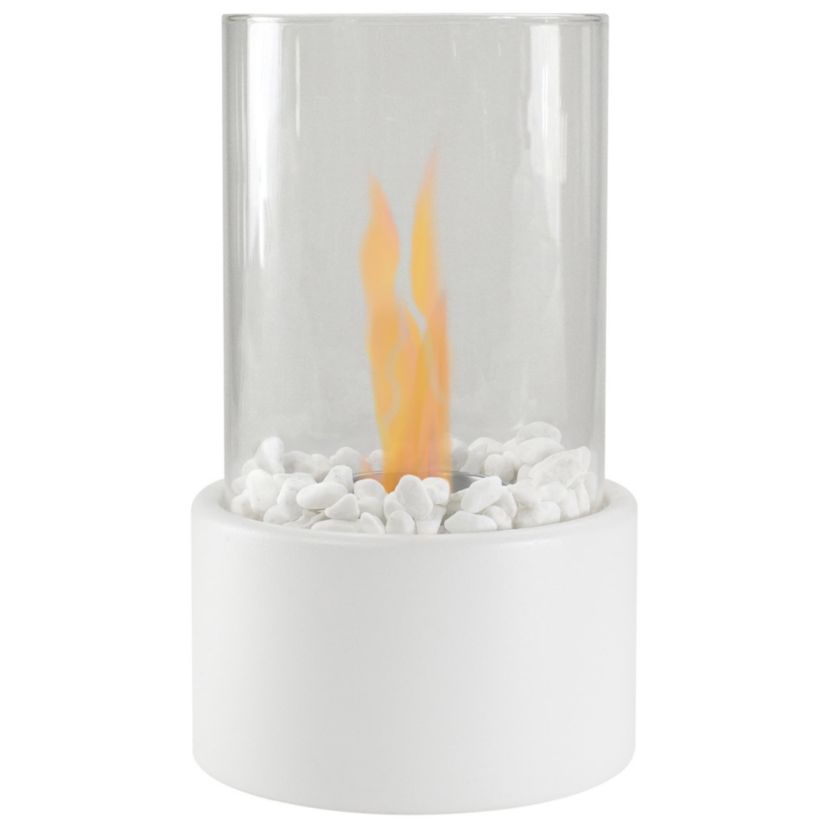 10.5" Bio Ethanol Round Portable Tabletop Fireplace with White Base