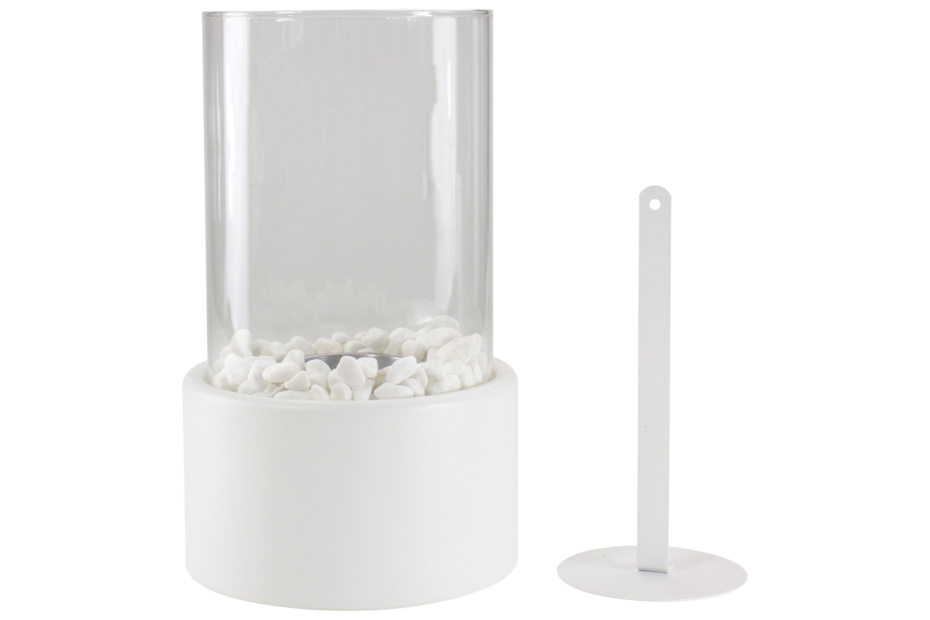 10.5" Bio Ethanol Round Portable Tabletop Fireplace with White Base