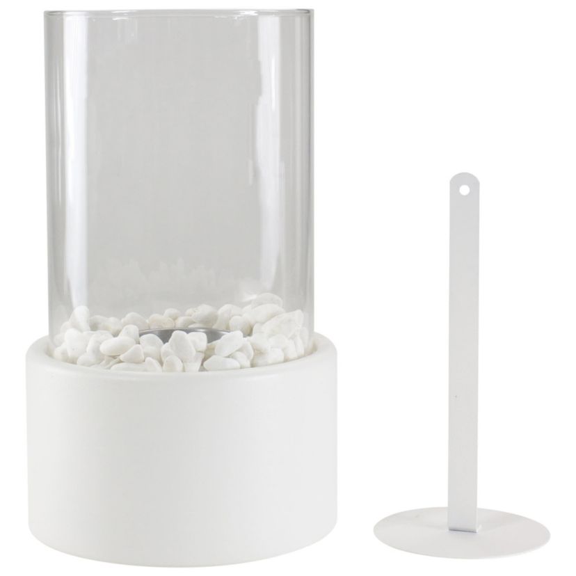 10.5" Bio Ethanol Round Portable Tabletop Fireplace with White Base