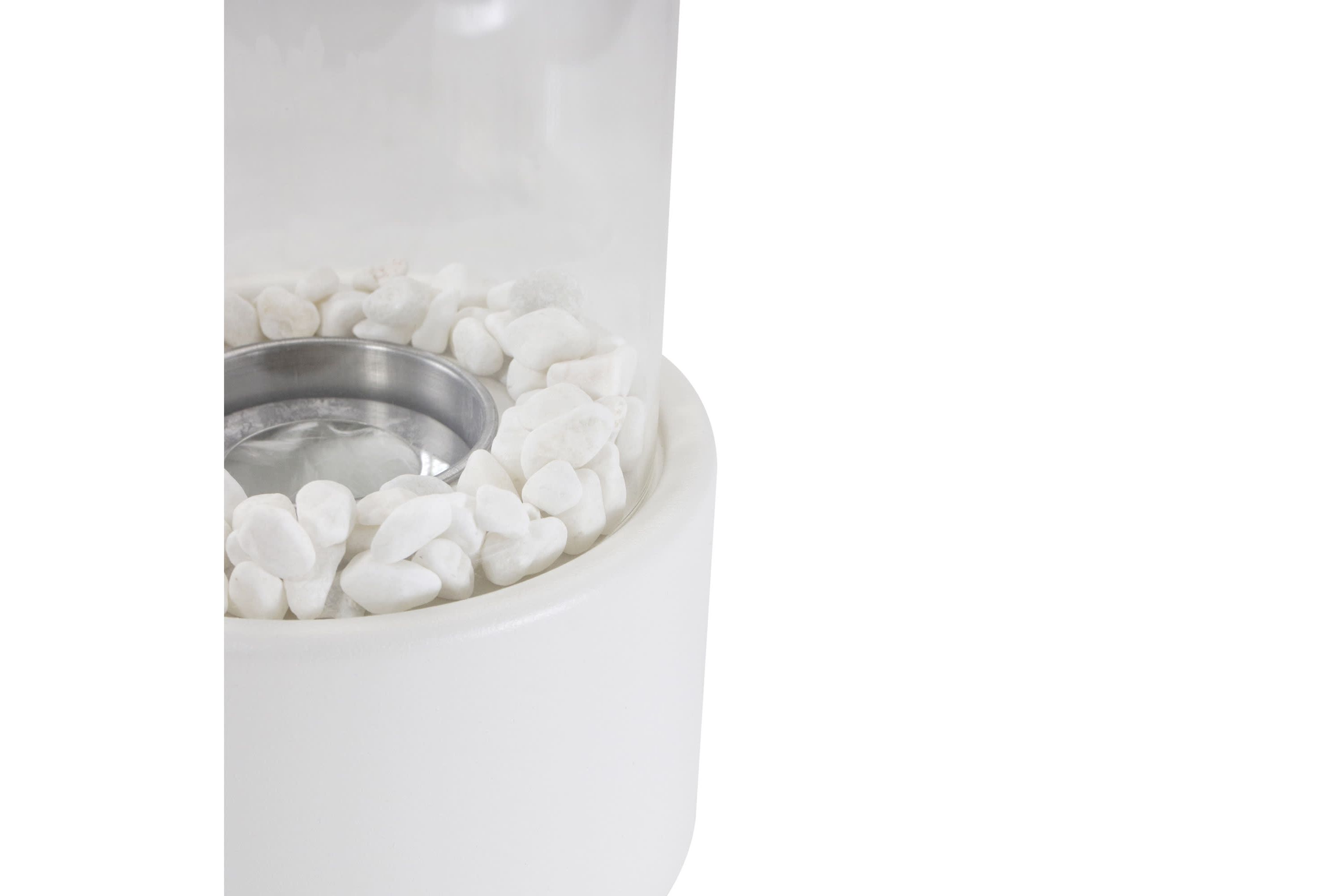 10.5" Bio Ethanol Round Portable Tabletop Fireplace with White Base