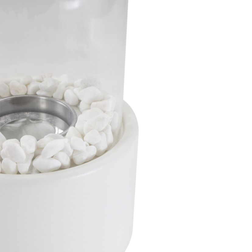 10.5" Bio Ethanol Round Portable Tabletop Fireplace with White Base