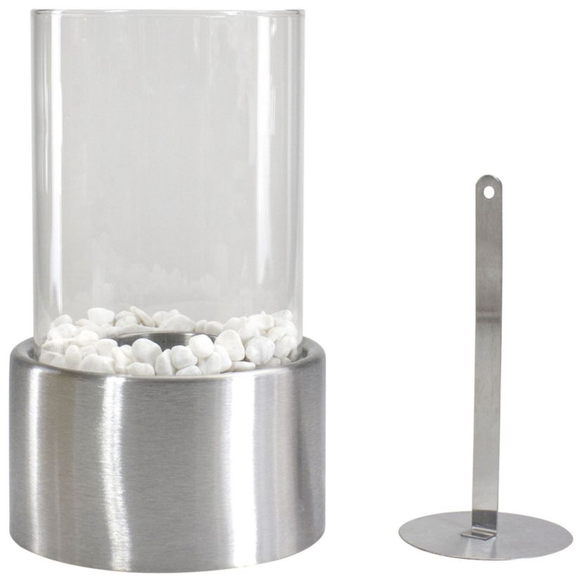 10.5" Bio Ethanol Round Portable Tabletop Fireplace with Silver Base
