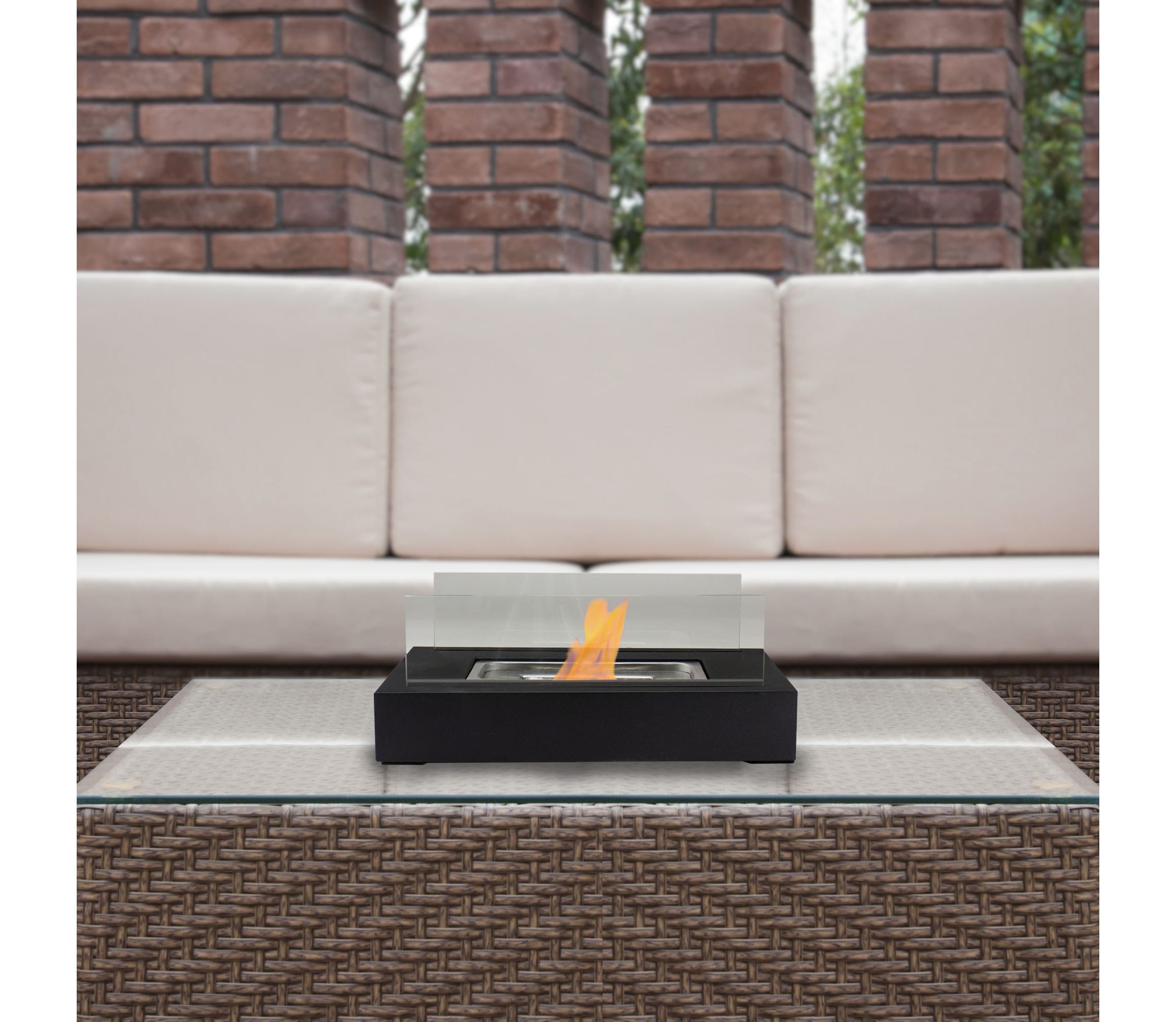 13.75" Bio Ethanol Ventless Portable Tabletop Fireplace with Flame Guard