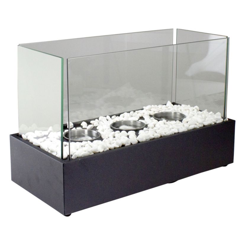 17.75" Bio Ethanol Ventless Portable Tabletop Triple Fireplace with Flame Guard