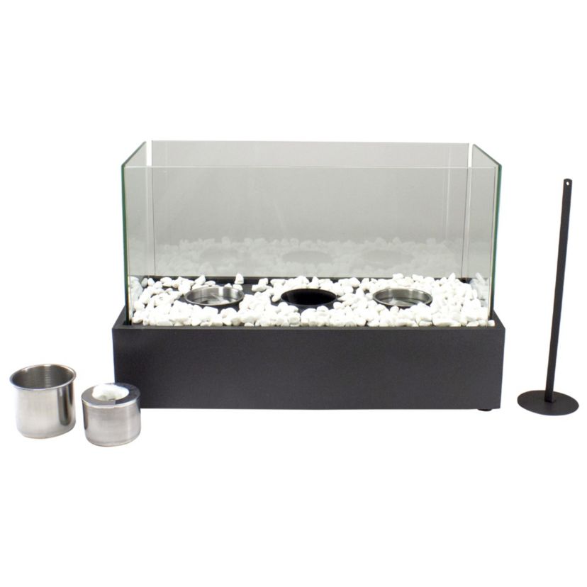 17.75" Bio Ethanol Ventless Portable Tabletop Triple Fireplace with Flame Guard