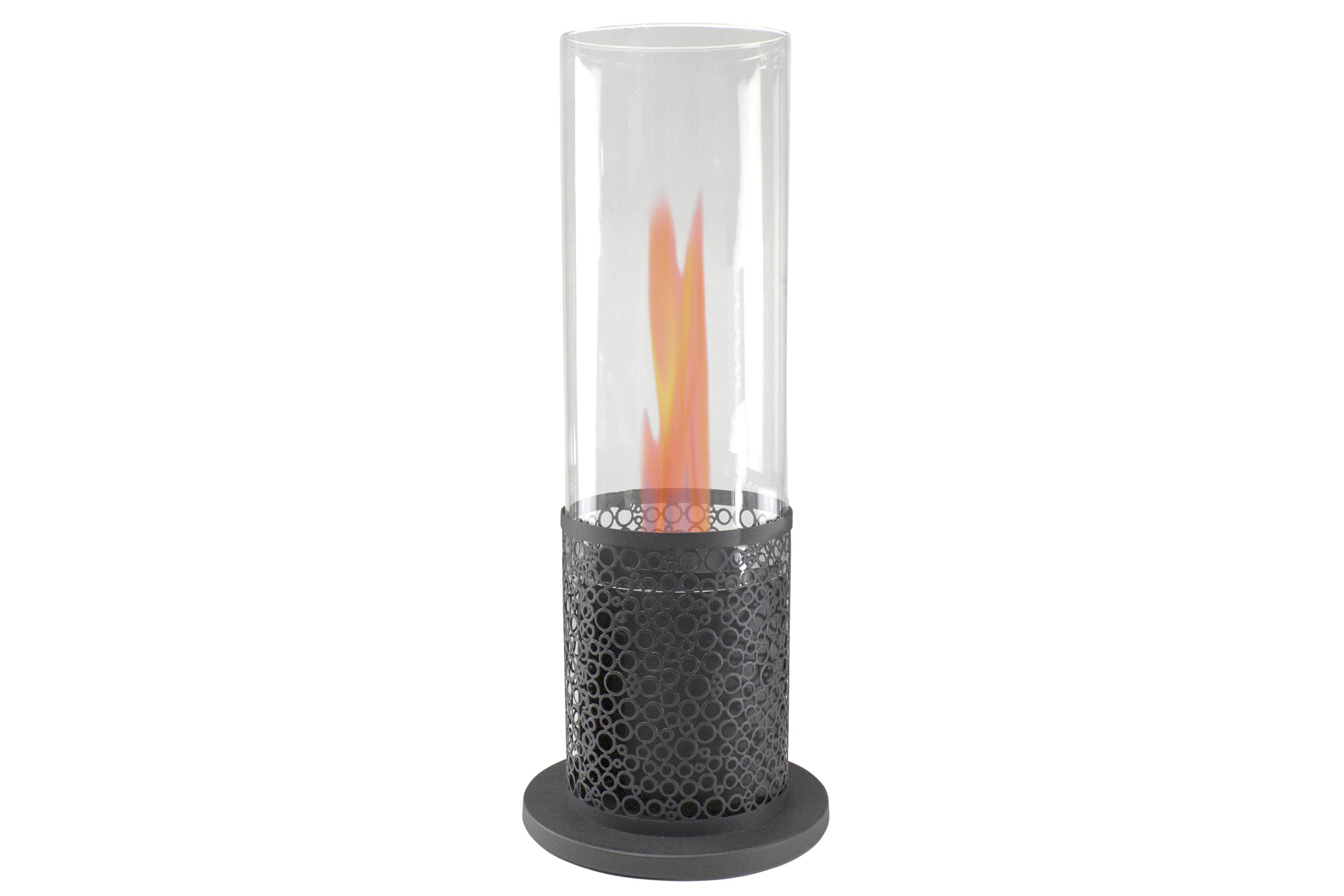 19.75" Bio Ethanol Round Portable Tabletop Fireplace with Black Decorative Base