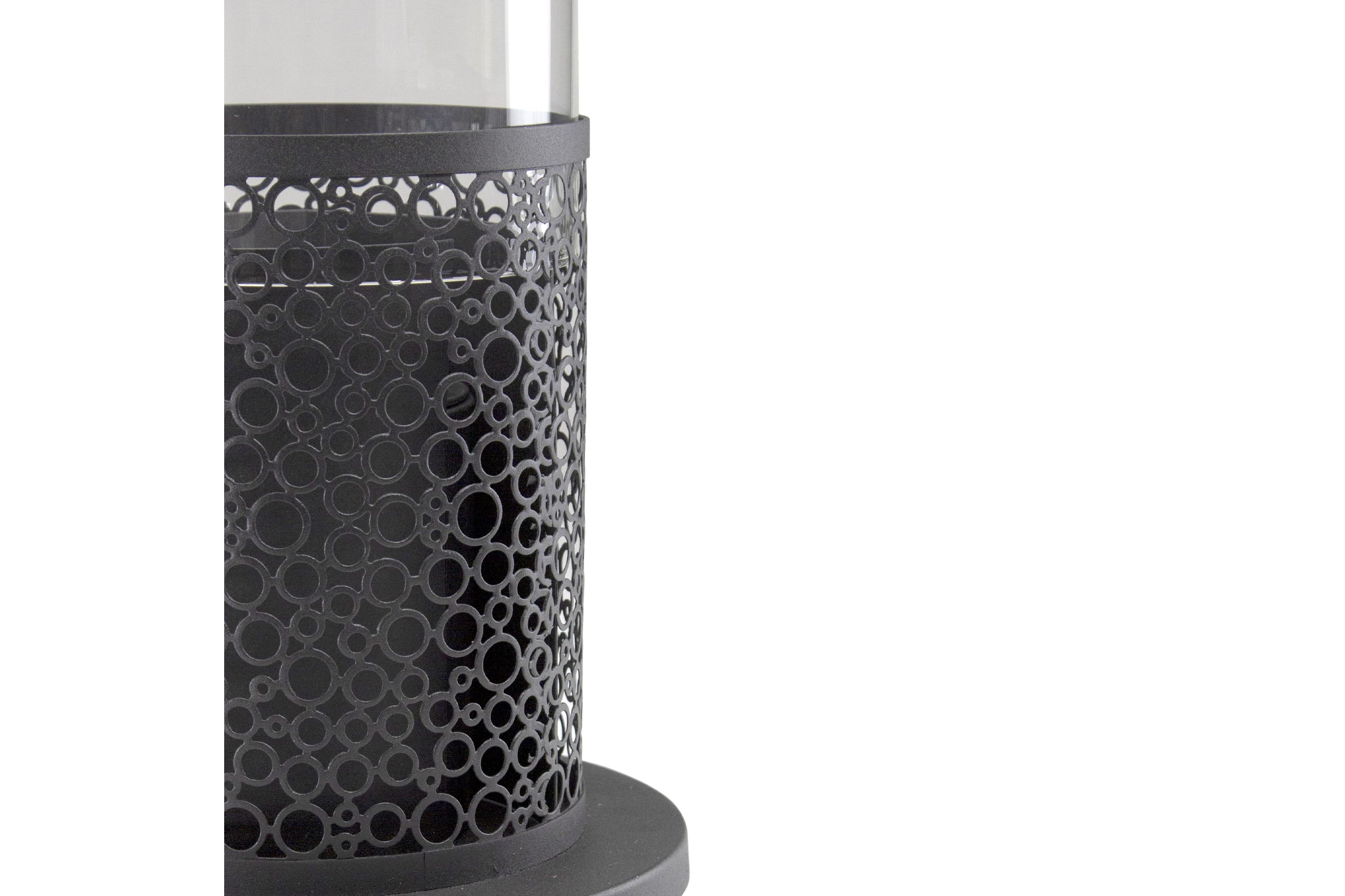 19.75" Bio Ethanol Round Portable Tabletop Fireplace with Black Decorative Base