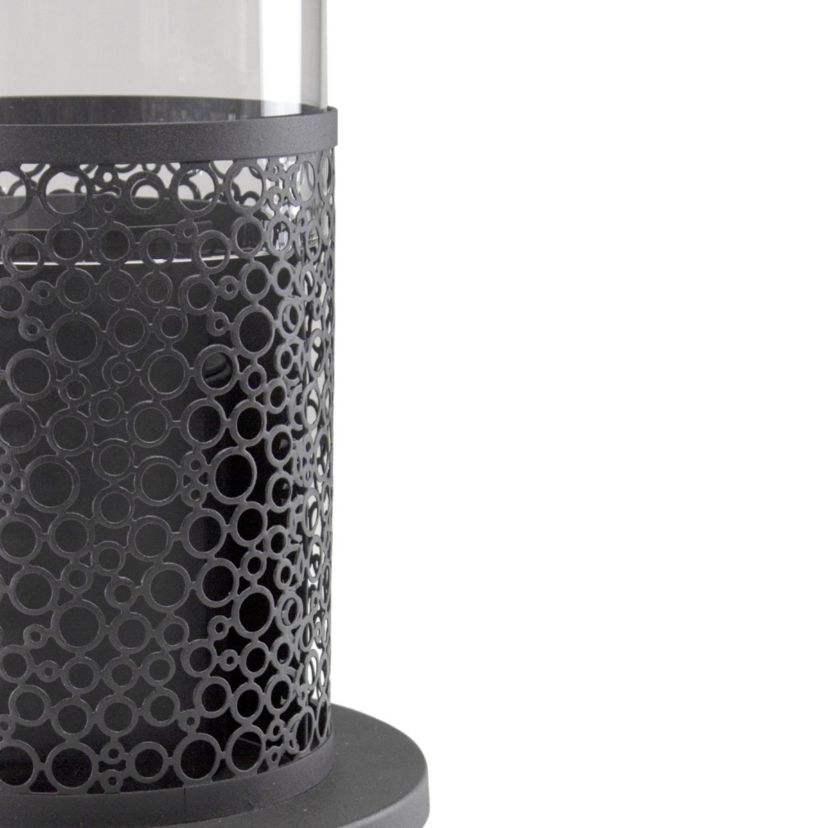 19.75" Bio Ethanol Round Portable Tabletop Fireplace with Black Decorative Base