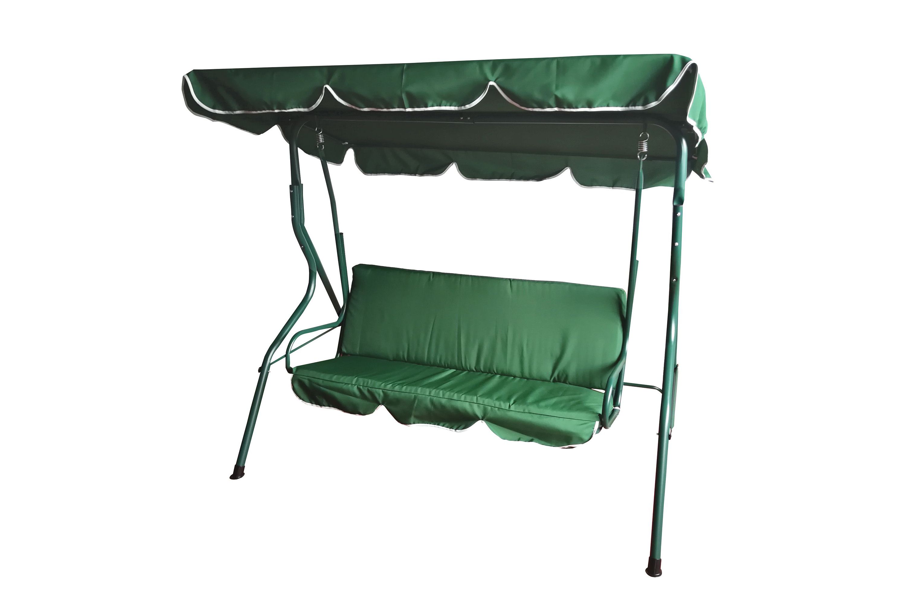 3-Seater Outdoor Patio Swing with Adjustable Canopy - Green