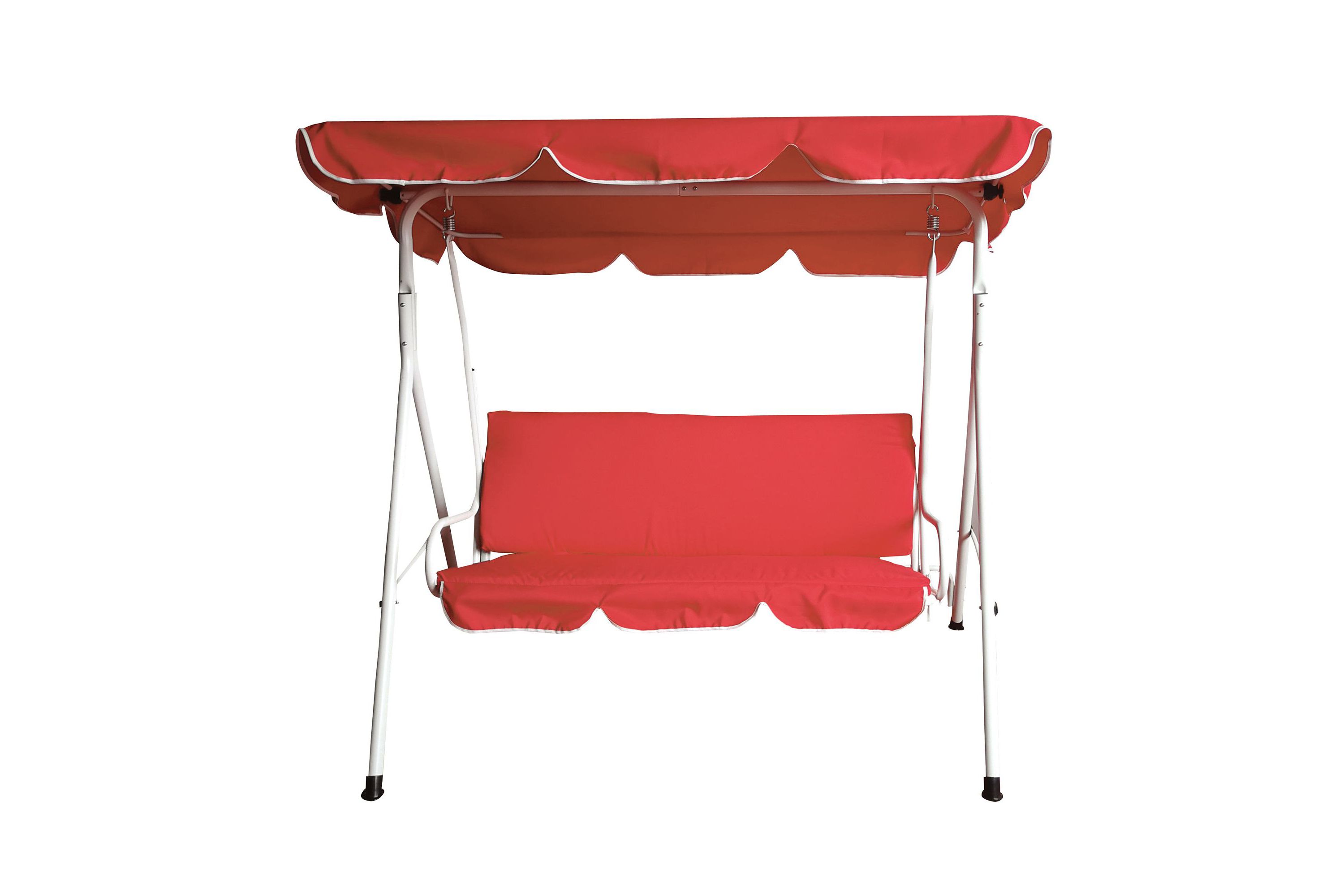 3-Seater Outdoor Patio Swing with Adjustable Canopy - Red