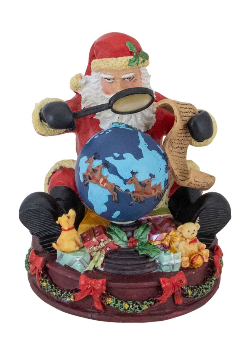 5.75Inch Musical Santa Claus Checking His List Christmas Figure