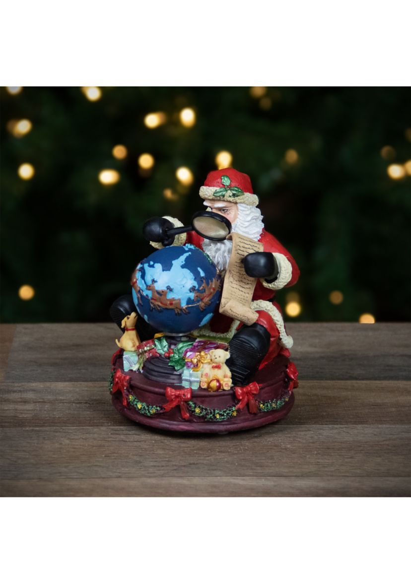 5.75Inch Musical Santa Claus Checking His List Christmas Figure
