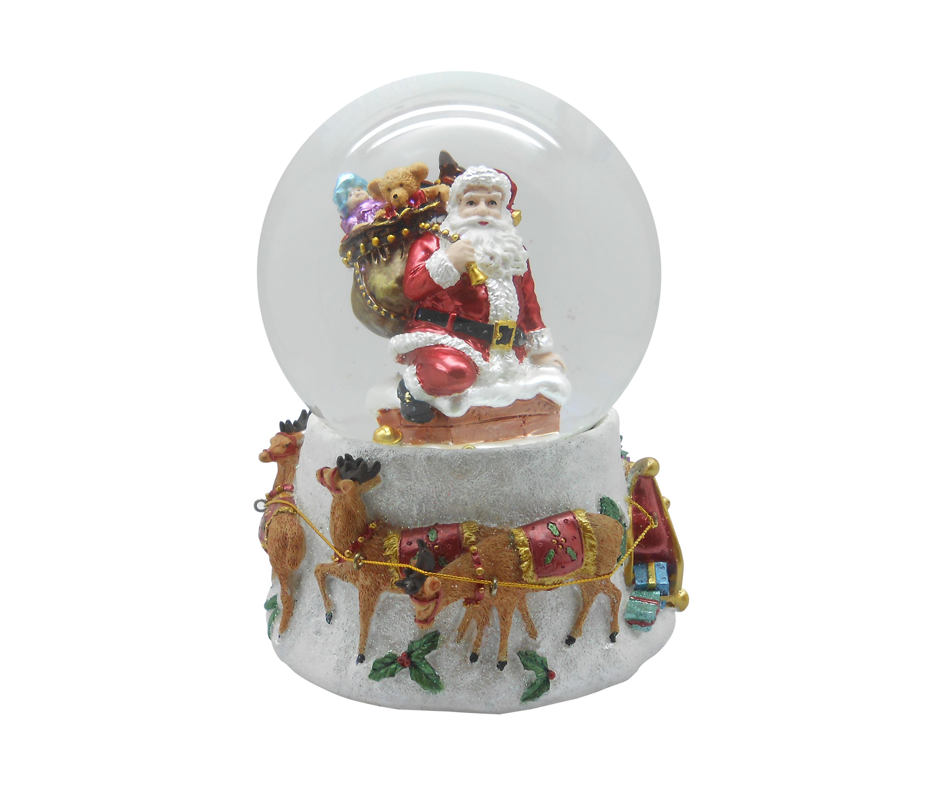 6.75Inch Santa Going Down the Chimney Musical Christmas Snow Globe