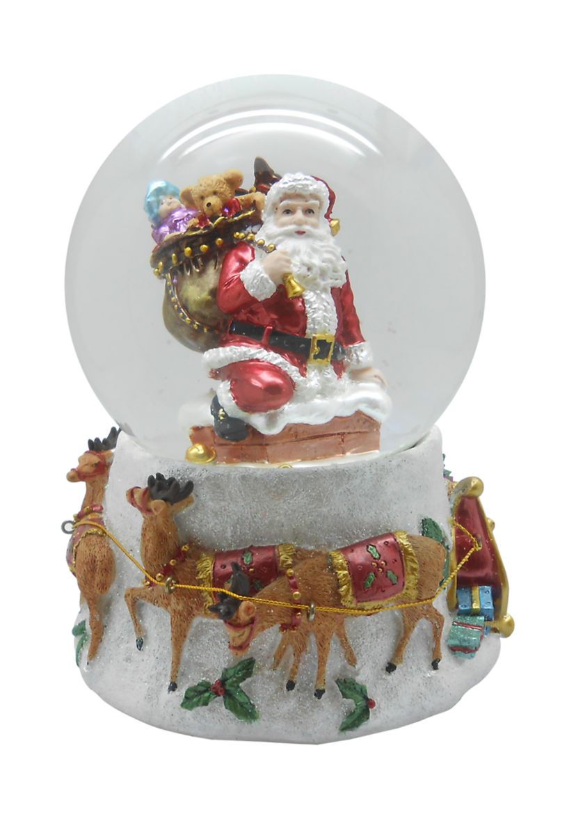 6.75Inch Santa Going Down the Chimney Musical Christmas Snow Globe