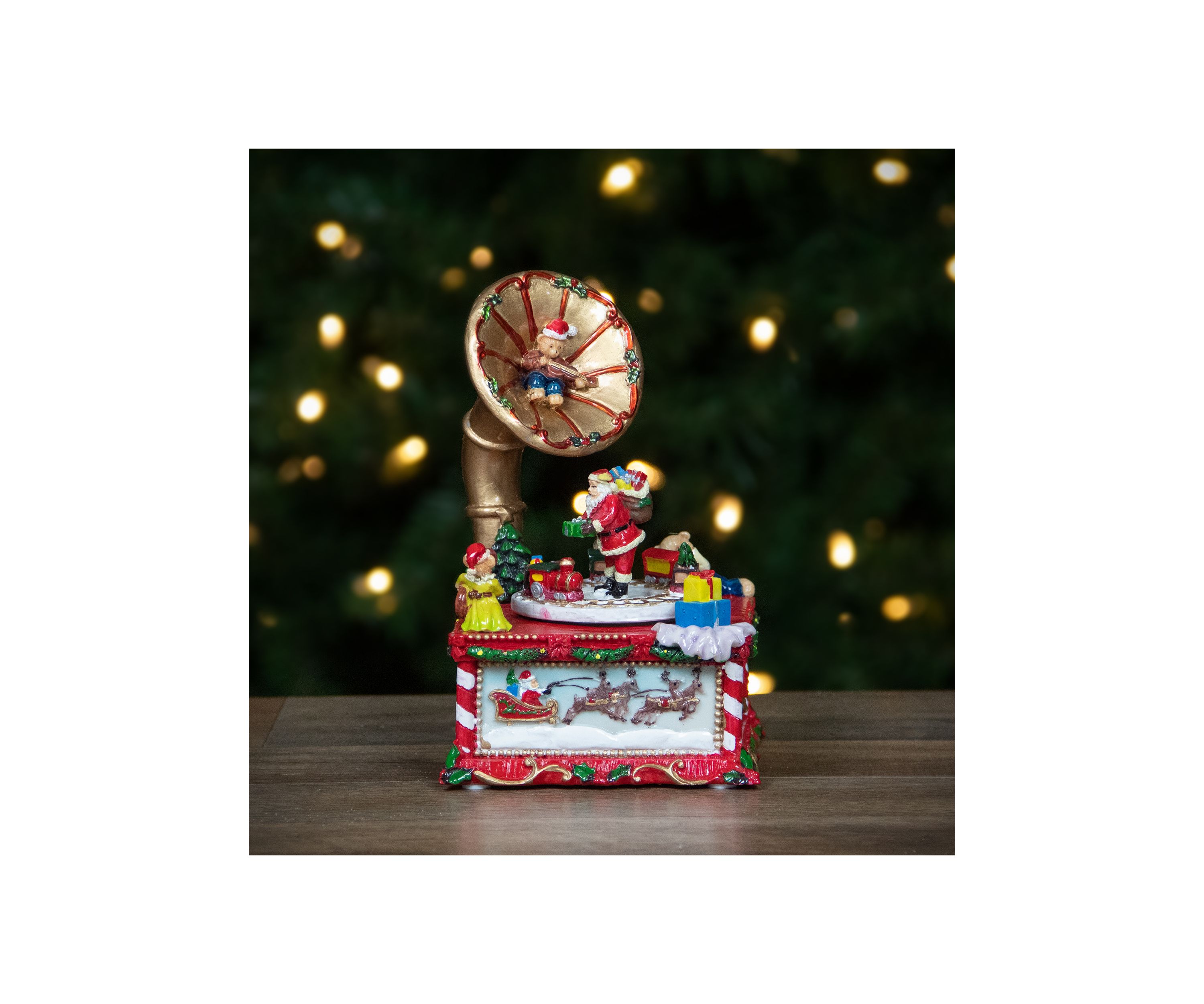 7Inch Santa Claus on Phonograph Musical Christmas Decoration
