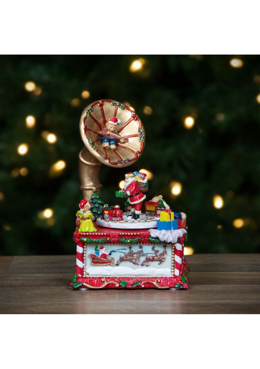 7Inch Santa Claus on Phonograph Musical Christmas Decoration