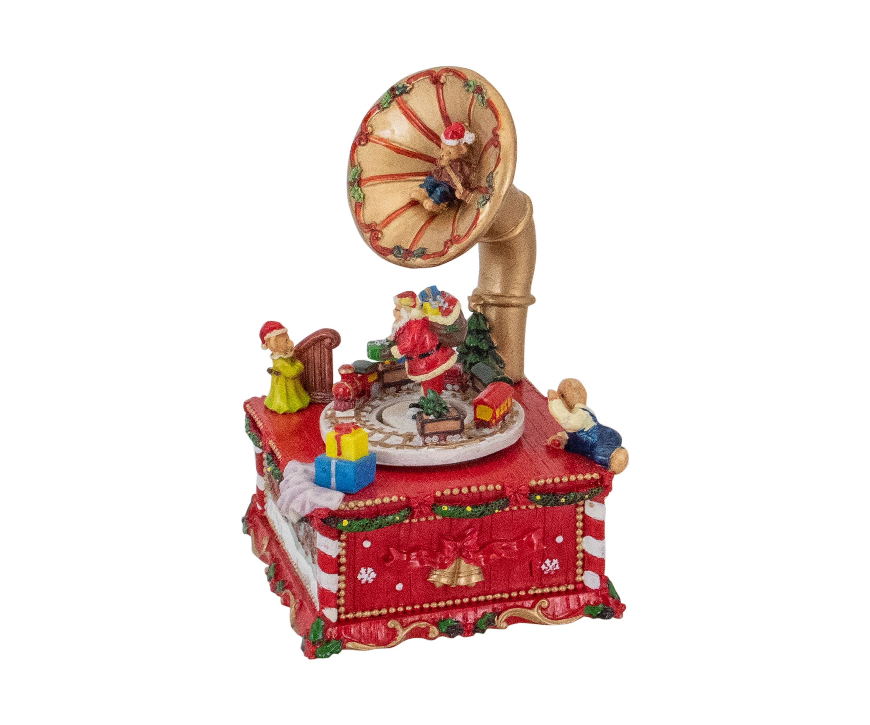 7Inch Santa Claus on Phonograph Musical Christmas Decoration