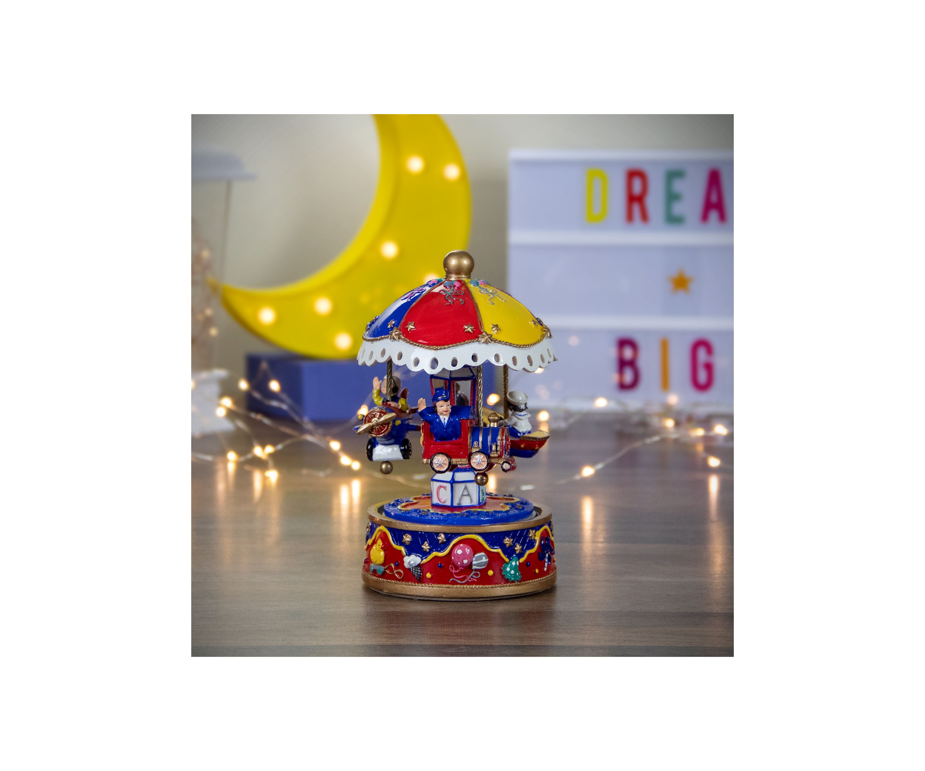 7.5Inch Childrens Rotating Boat  Plane and Train Musical Carousel