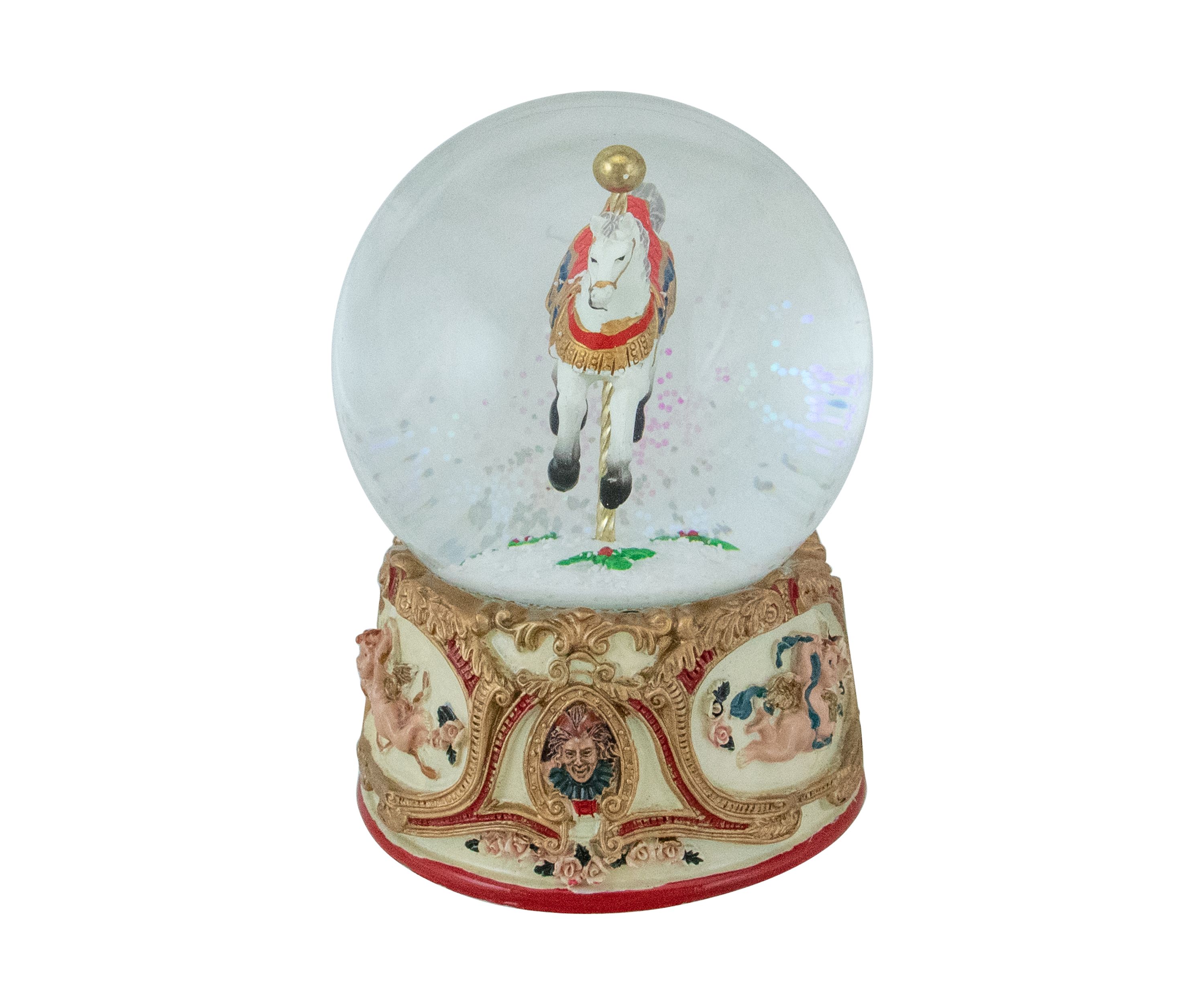 5.5Inch Musical Carousel Horse Christmas Snow Globe