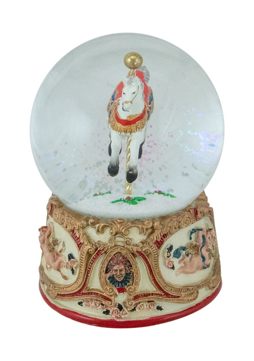 5.5Inch Musical Carousel Horse Christmas Snow Globe