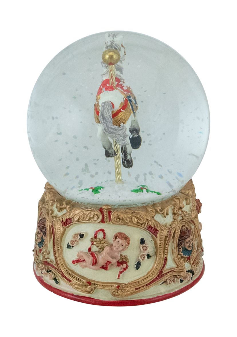5.5Inch Musical Carousel Horse Christmas Snow Globe