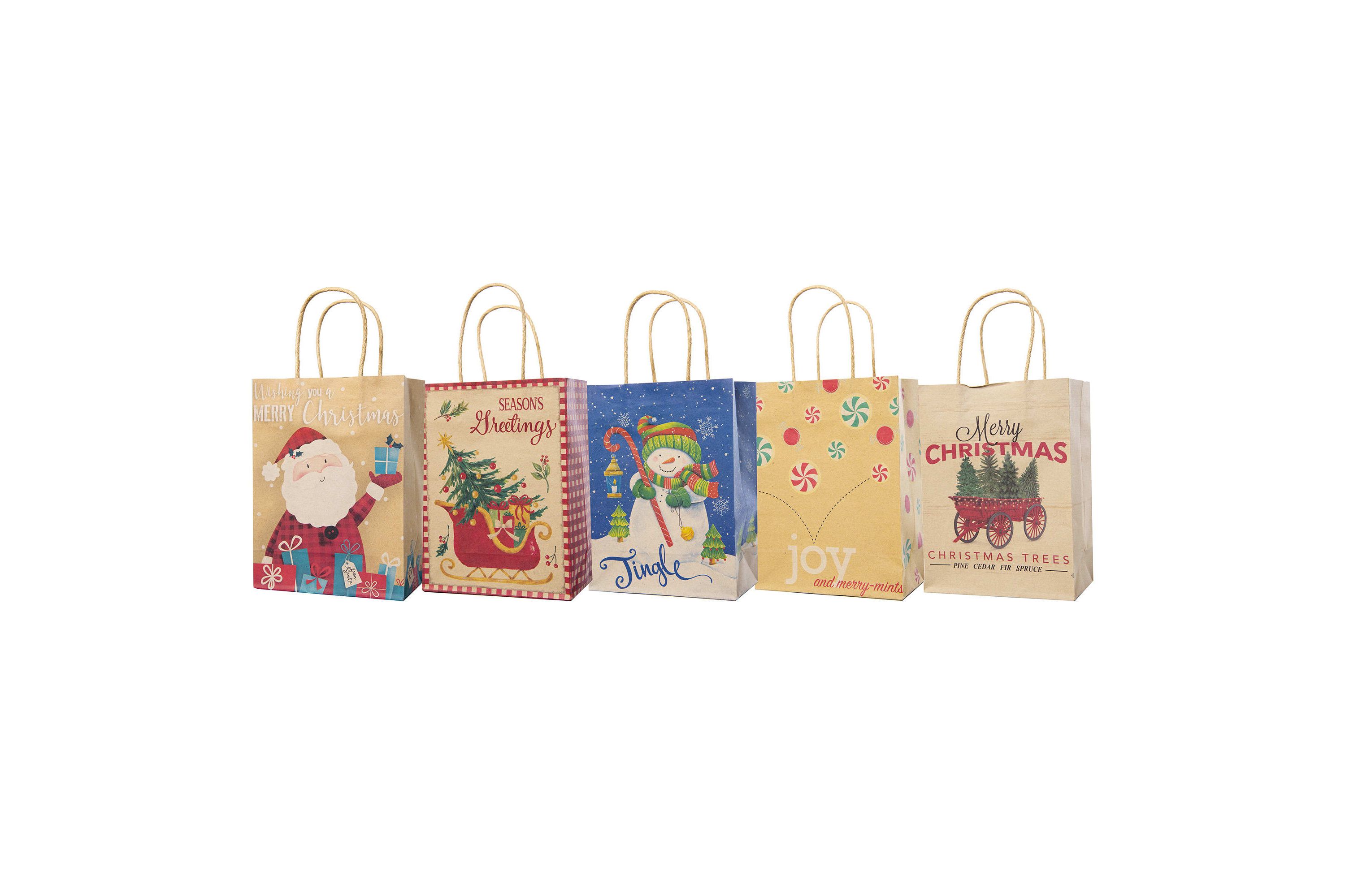 Pack of 15 Assorted Medium Christmas Gift Bags with Handle