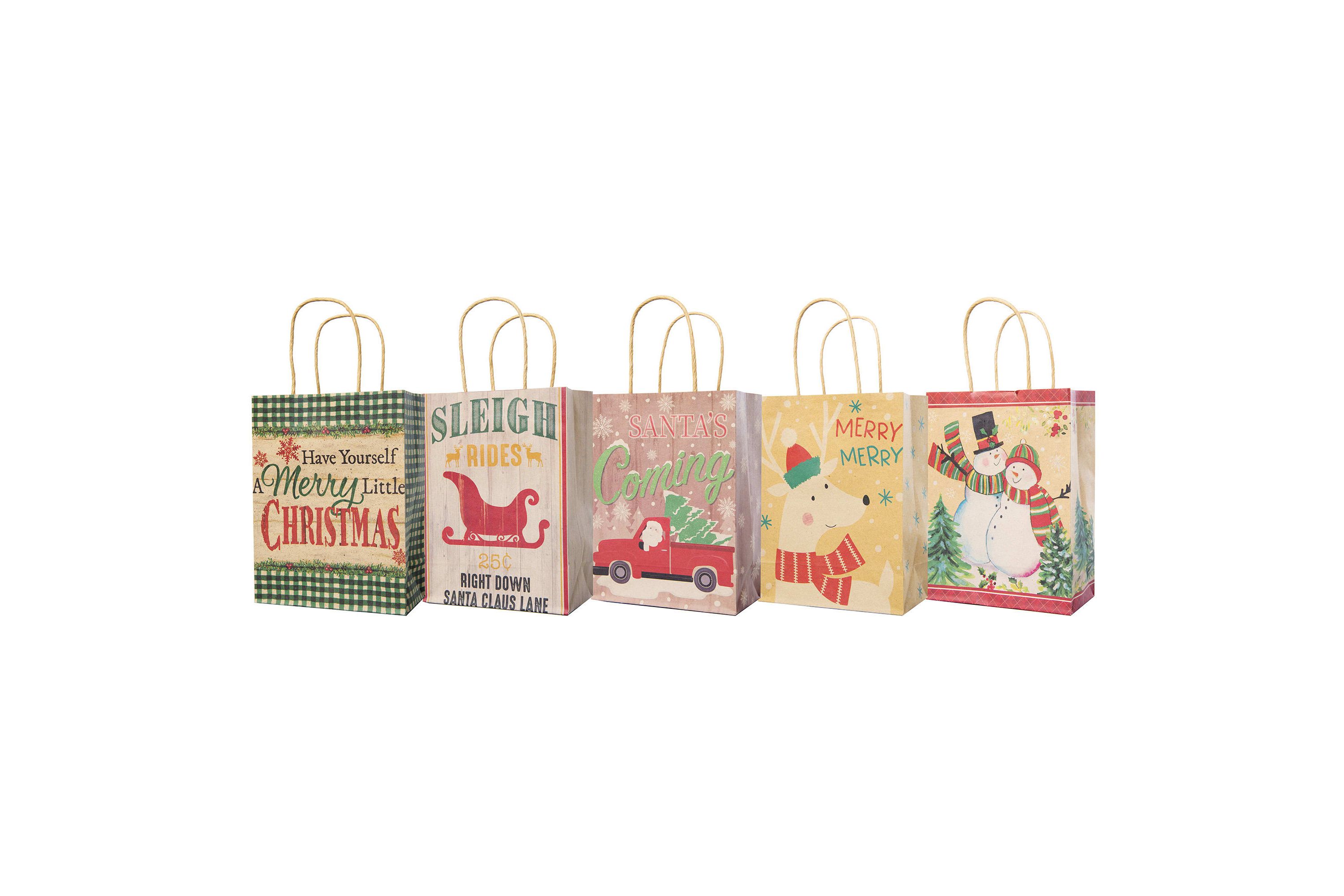 Pack of 15 Assorted Medium Christmas Gift Bags with Handle