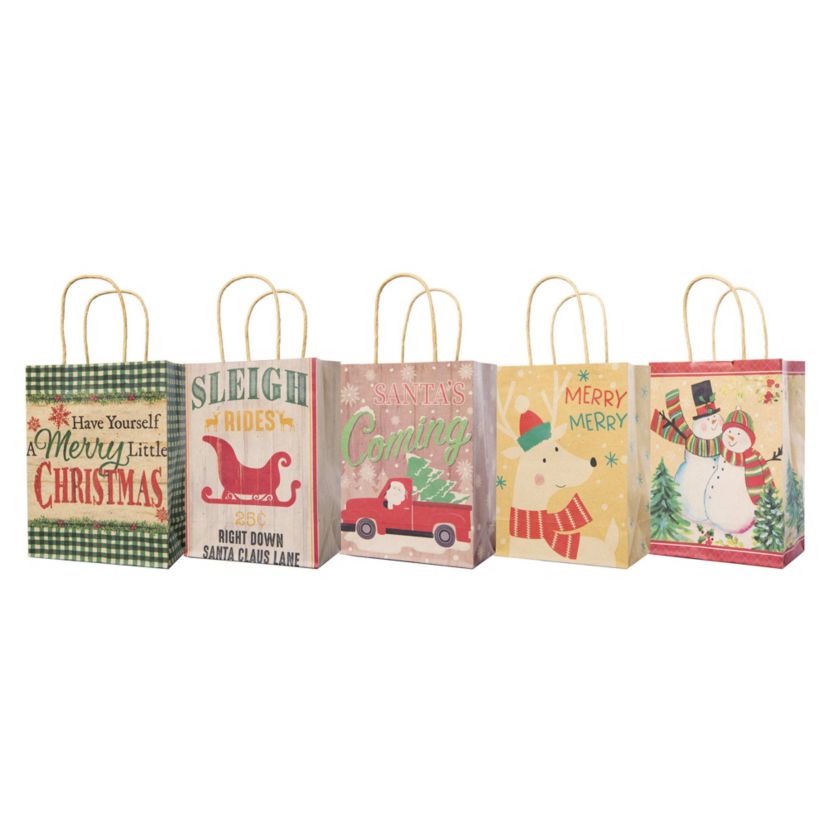 Pack of 15 Assorted Medium Christmas Gift Bags with Handle