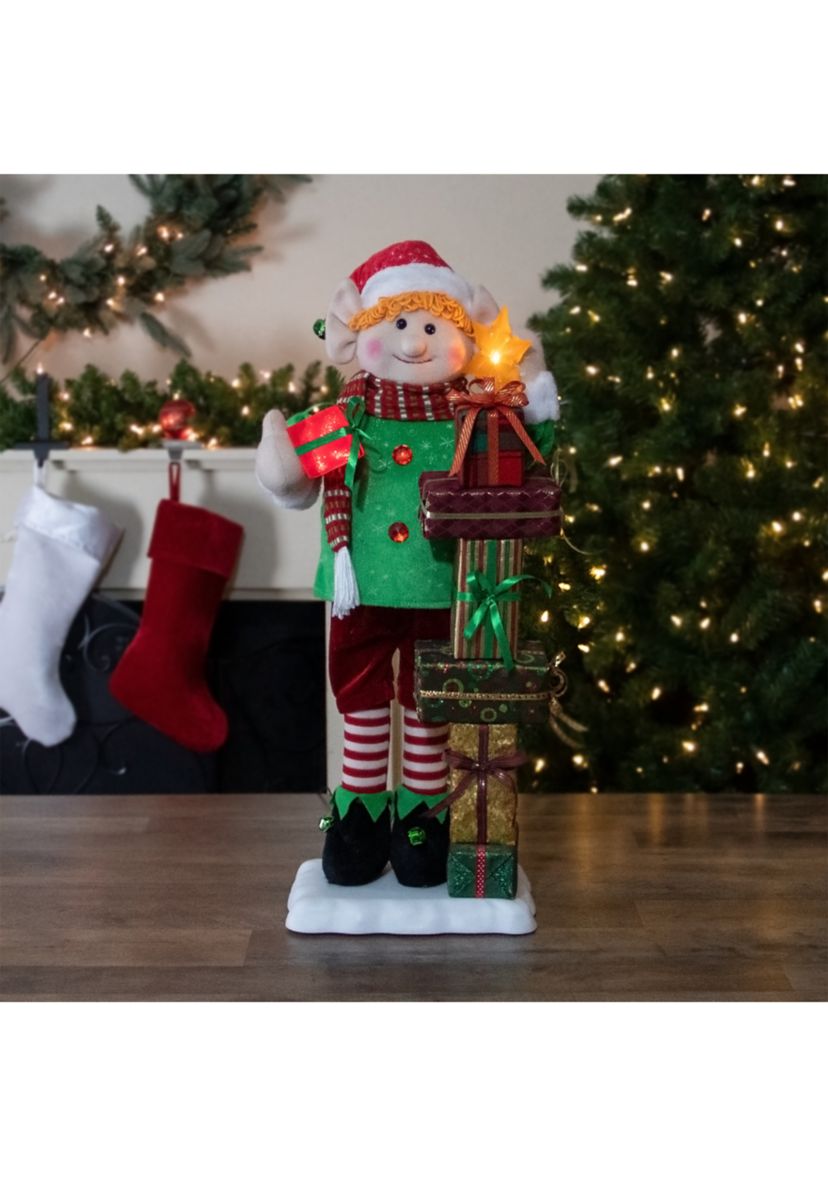 30-Inch Santas Little Animated Elf with Lighted Star Musical Christmas Figure