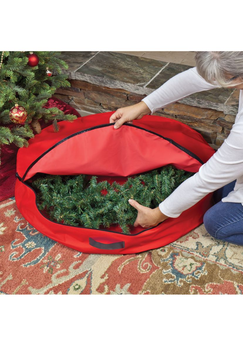 36Inch Red Premium Christmas Wreath Storage Bag