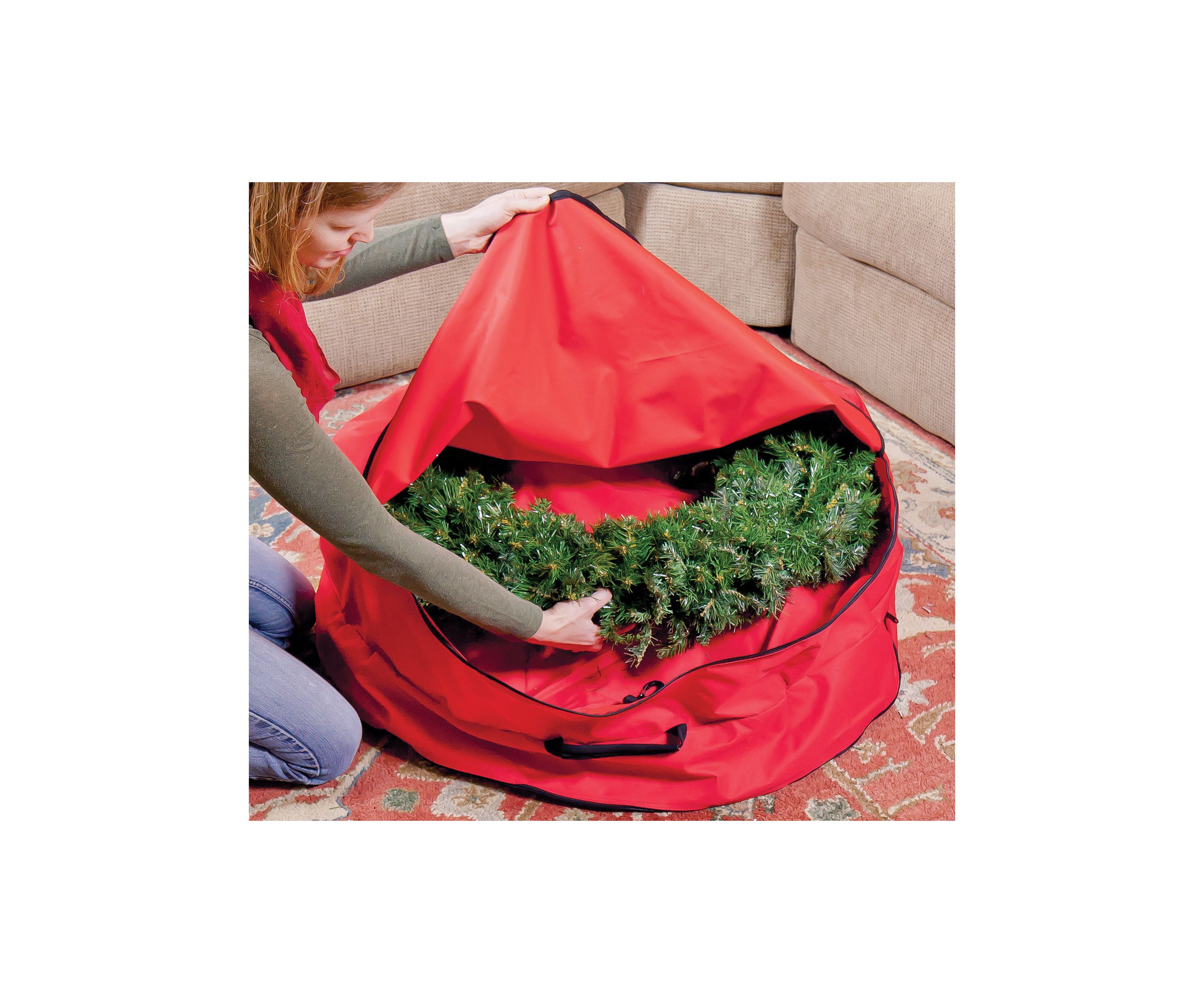 2 in 1 Red Zip Up Christmas Garland and Wreath Storage Bag