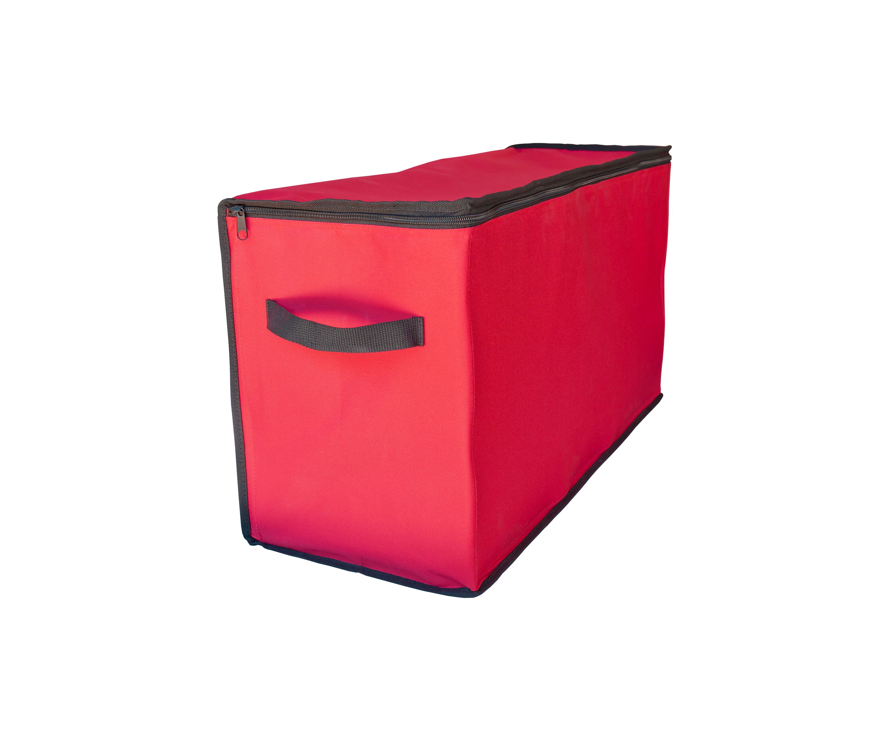 96ct Red and Black Zip Up Christmas Ornament Storage Tub