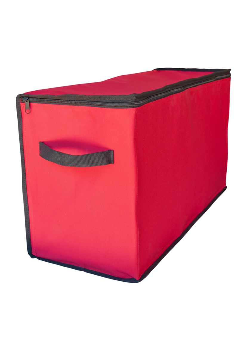 96ct Red and Black Zip Up Christmas Ornament Storage Tub