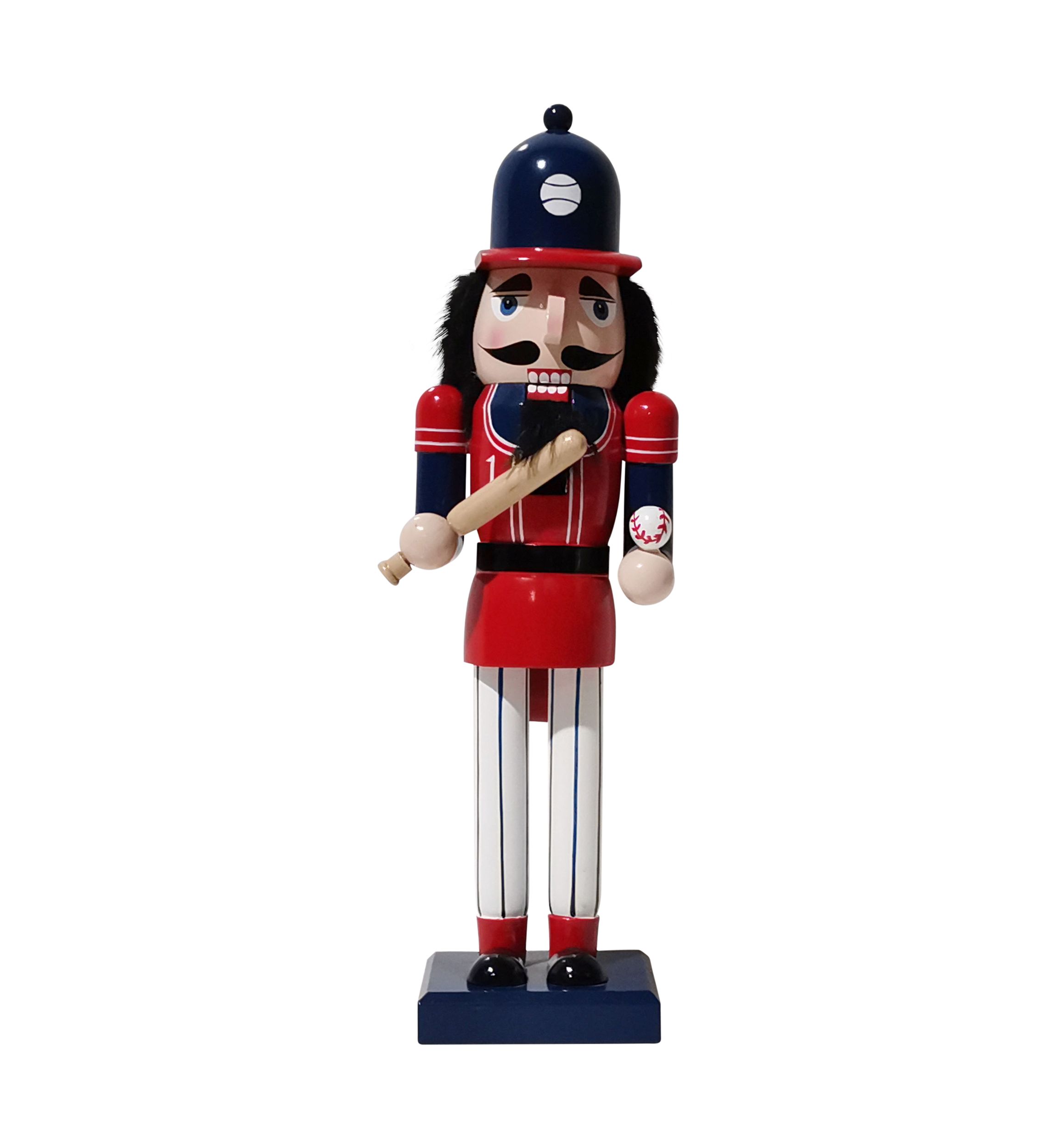 14Inch Red and Blue Wooden Christmas Nutcracker Baseball Player